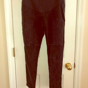 Black Moto Leggings (Maternity)